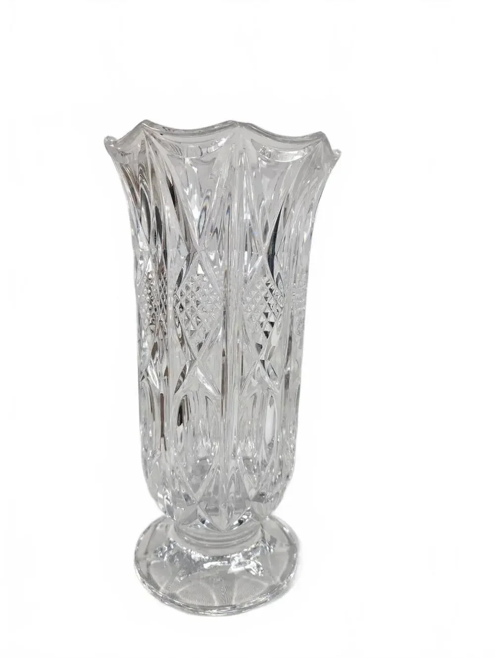 Vintage Cut Crystal Footed Vase 9.5